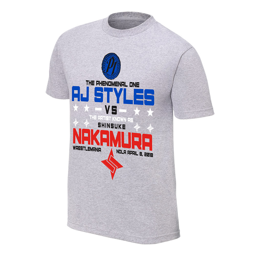 WrestleMania 34 AJ Styles vs. Shinsuke Nakamura Match T-Shirt Pwcatalog