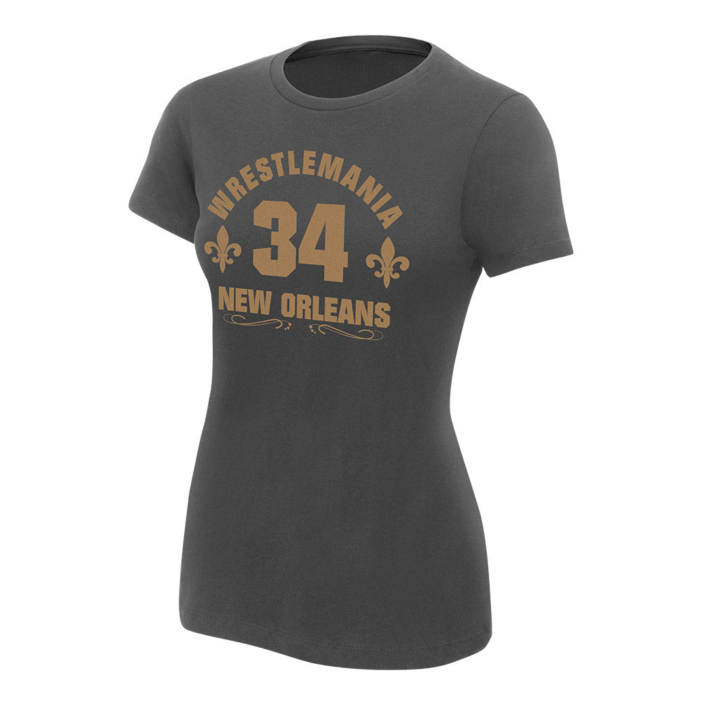 WrestleMania 34 Arched Logo Women's T-Shirt Pwcatalog