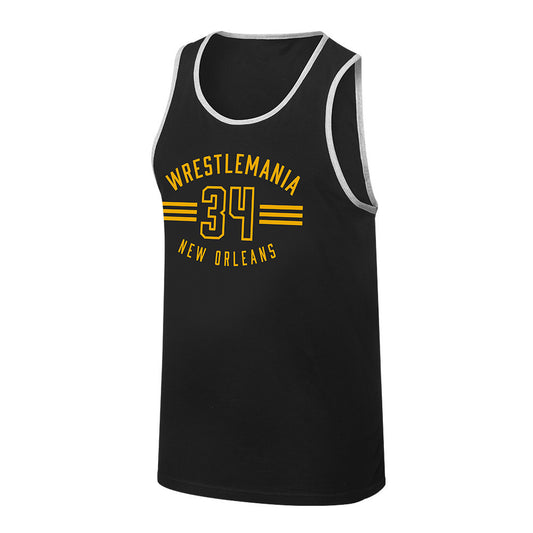 WrestleMania 34 Black & Yellow Striped Tank Top