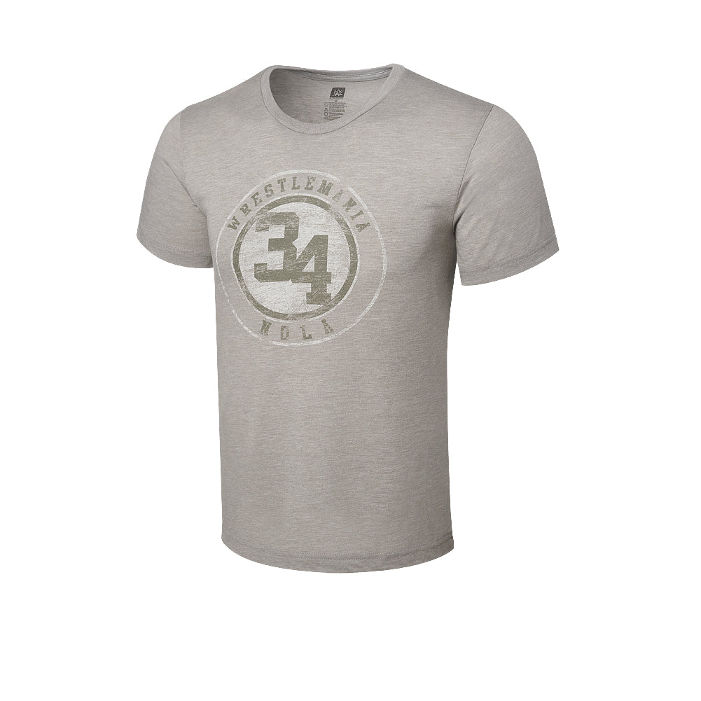 WrestleMania 34 Distressed Logo Grey T-Shirt Pwcatalog