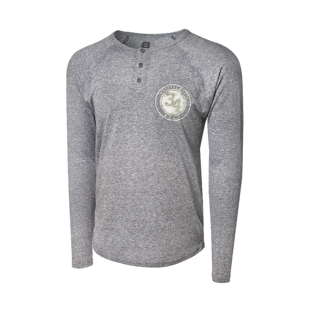 WrestleMania 34 Grey Long Sleeve Henley T-Shirt Pwcatalog