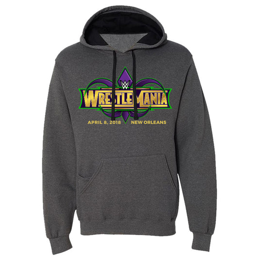 WrestleMania 34 Grey Pullover Logo Hoodie Sweatshirt