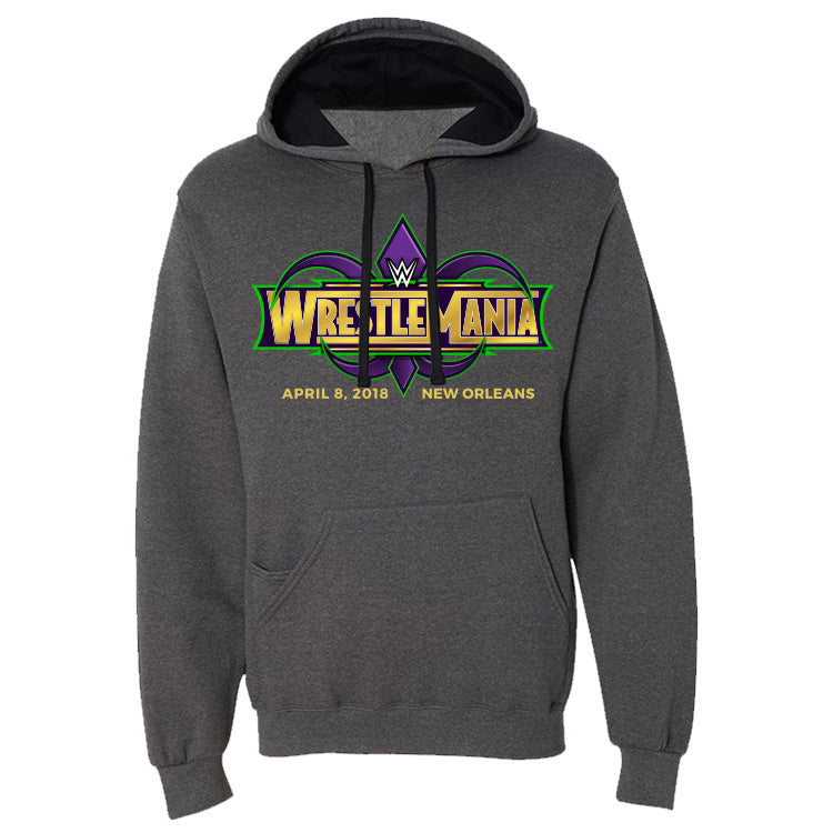 WrestleMania 34 Grey Pullover Logo Hoodie Sweatshirt Pwcatalog