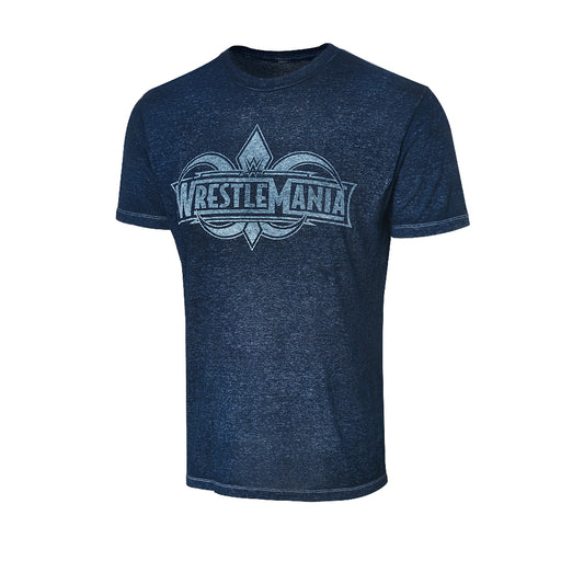 WrestleMania 34 Logo Acid Wash Blue T-Shirt Pwcatalog