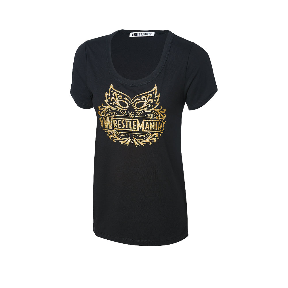 WrestleMania 34 Mardi Gras Mask Women's Scoop Neck T-Shirt Pwcatalog