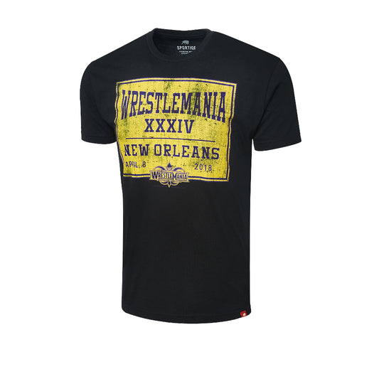 WrestleMania 34 Sportiqe Black Vintage T-Shirt Pwcatalog
