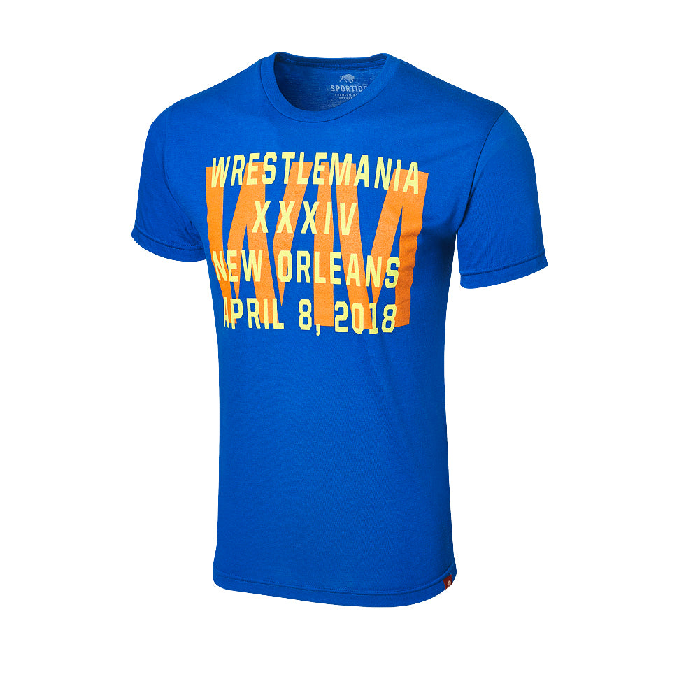 WrestleMania 34 WM Royal Blue Sportiqe T-Shirt Pwcatalog