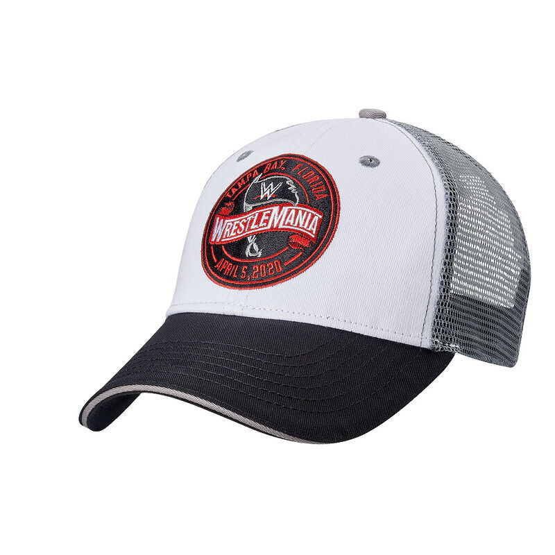 WrestleMania 36 White-Grey Mesh Trucker Hat Pwcatalog