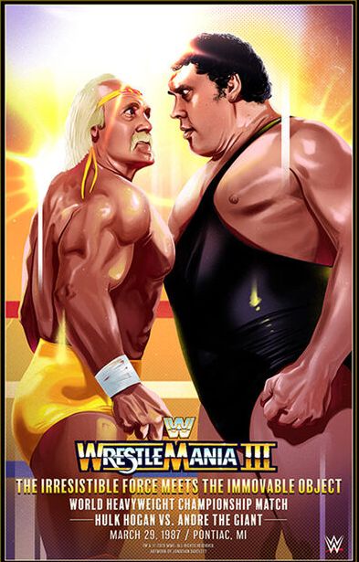 WrestleMania III Hulk Hogan vs Andre the Giant Legendary Moments Poster