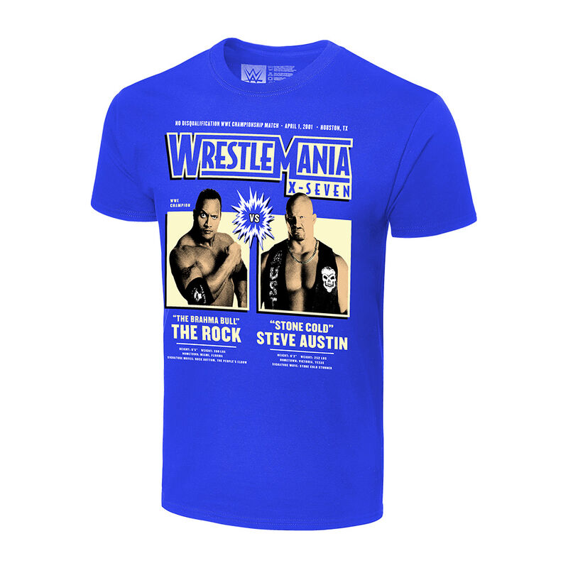 WrestleMania X7 The Rock vs. Stone Cold Steve Austin Matchup T-Shirt