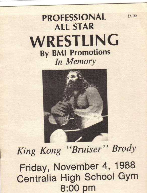 Wrestling Program 1988-11-04 professional all star wrestling memorial bruiser Brody