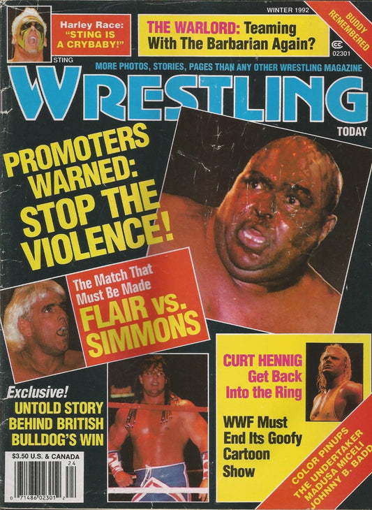Wrestling Today Winter 1992 Magazine PWcatalog