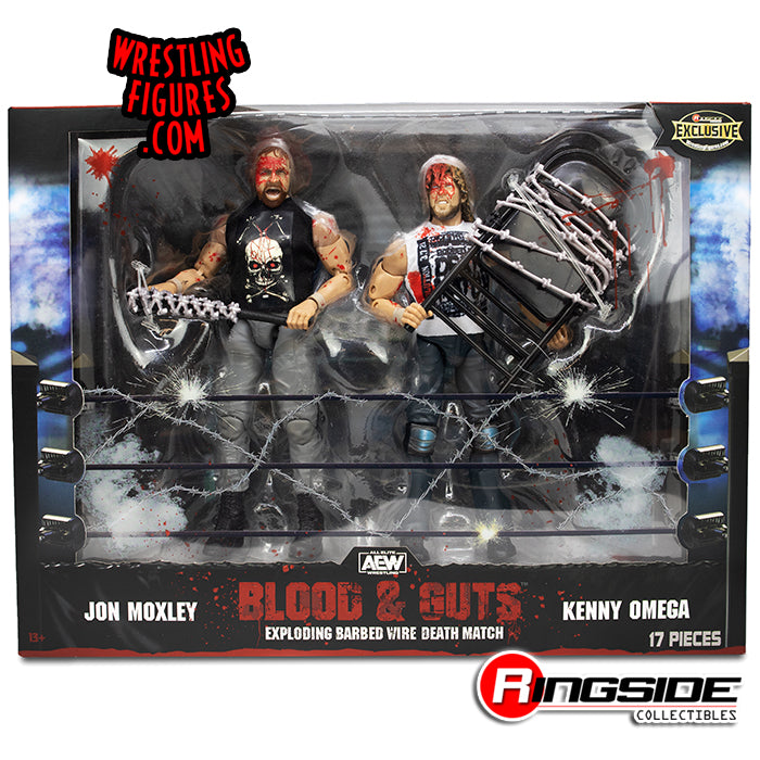 AEW Jazwares Unrivaled Collection Exclusive "Blood & Guts: Exploding Barbed Wire Deathmatch": Jon Moxley & Kenny Omega Action & Toy Figures PWcatalog