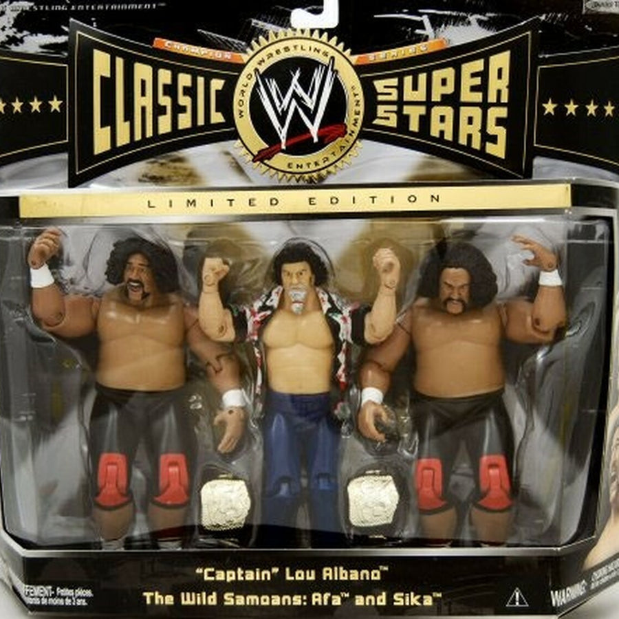 WWE Jakks Pacific Classic Superstars 3-Packs 6 "Captain" Lou Albano & The Wild Samoans: Afa & Sika Action & Toy Figures PWcatalog