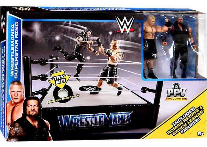 WWE Mattel WrestleMania Superstar Ring [With Brock Lesnar & Roman Reigns] Action & Toy Figures PWcatalog