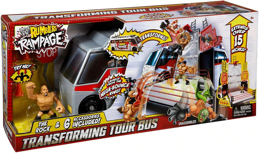 WWE Mattel Rumblers Rampage Wrestling Rings & Playsets: Transforming Tour Bus [With The Rock]