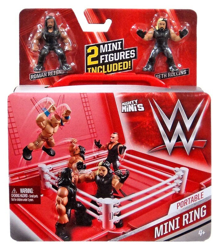 WWE Mattel Mighty Minis Wrestling Rings & Playsets: Portable Mini Ring [With Roman Reigns & Seth Rollins] Action & Toy Figures PWcatalog
