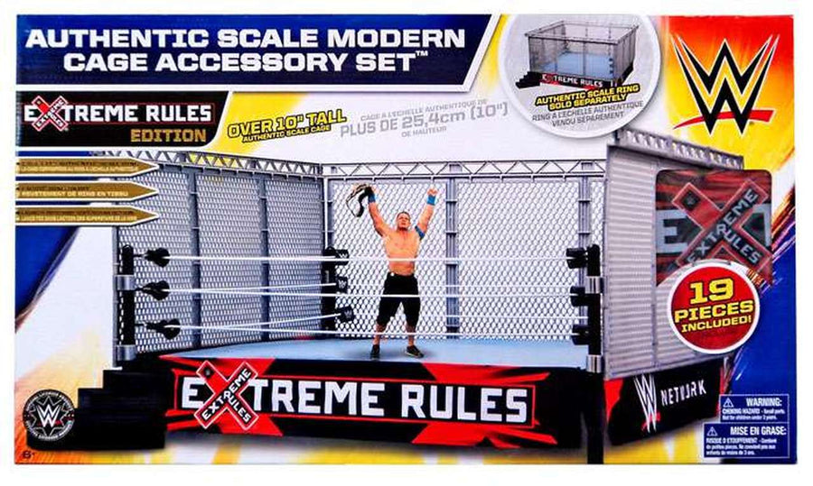 WWE Wicked Cool Toys Authentic Scale Modern Cage Accessory Set [Extreme Rules Edition, Exclusive] Action & Toy Figures PWcatalog
