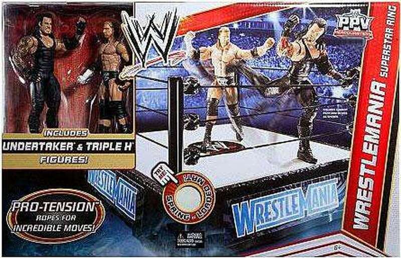 WWE Mattel WrestleMania Superstar Ring [With Undertaker & Triple H, Exclusive] Action & Toy Figures PWcatalog