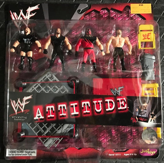 WWF Just Toys Micro Bend-Ems Attitude Stone Cold Steve Austin, Undertaker, Kane & Edge