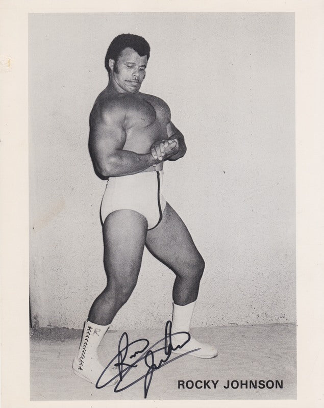 1970s NWA Rocky Johnson (Signed) Promo Photo
