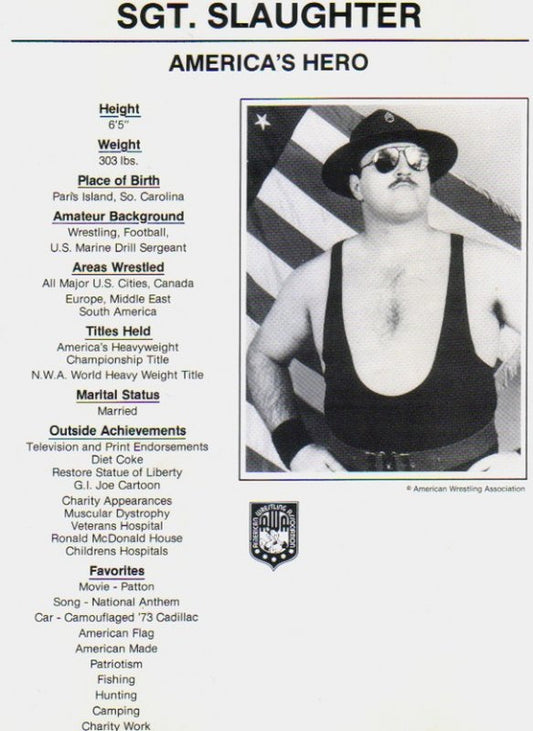 1985 AWA Sgt. Slaughter Promo Photo