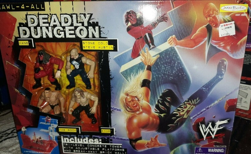1999 WWF Jakks Pacific Brawl-4-All Deadly Dungeon: Kane, Stone Cold Steve Austin [With Logo], The Rock & Edge Action & Toy Figures PWcatalog
