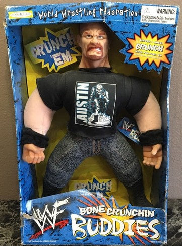 1999 WWF Jakks Pacific Bone Crunchin' Buddies Series 3 Stone Cold Steve Austin [With Shirt] Action & Toy Figures PWcatalog