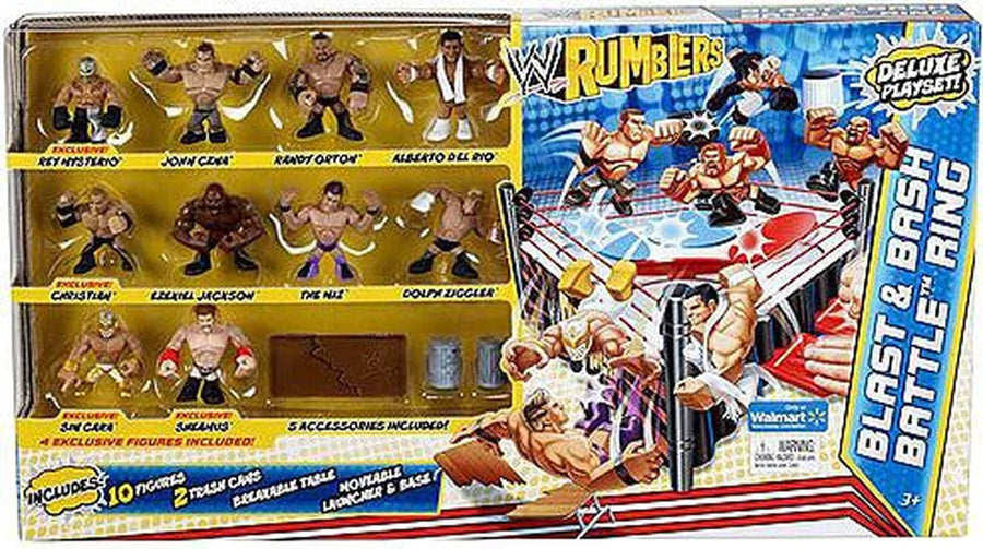 WWE Mattel Rumblers 2 Blast & Bash Battle Ring [With Rey Mysterio, John Cena, Randy Orton, Alberto Del Rio, Christian, Ezekiel Jackson, The Miz, Dolph Ziggler, Sin Cara & Sheamus] Action & Toy Figures PWcatalog