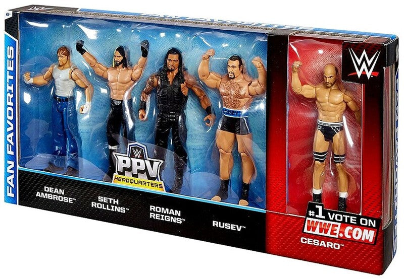 WWE Mattel Fan Favorites Fan Favorites: Dean Ambrose, Seth Rollins, Roman Reigns, Rusev & Cesaro [Exclusive] Action & Toy Figures PWcatalog