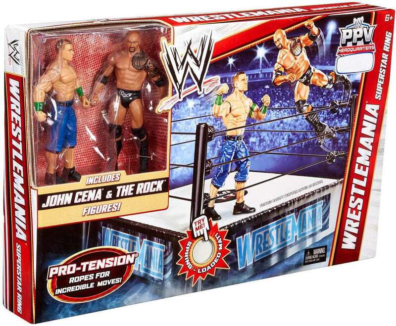WWE Mattel WrestleMania Superstar Ring [With John Cena & The Rock, Exclusive] Action & Toy Figures PWcatalog