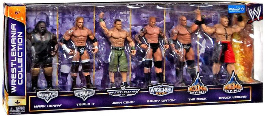 WWE Mattel WrestleMania Miscellaneous Multipack: WrestleMania Collection: Mark Henry, Triple H, John Cena, Randy Orton, The Rock & Brock Lesnar [Exclusive] Action & Toy Figures PWcatalog