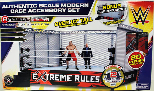 WWE Wicked Cool Toys Authentic Scale Modern Cage Accessory Set [Extreme Rules Edition, With Bonus ECW Ring Skirt, Exclusive]