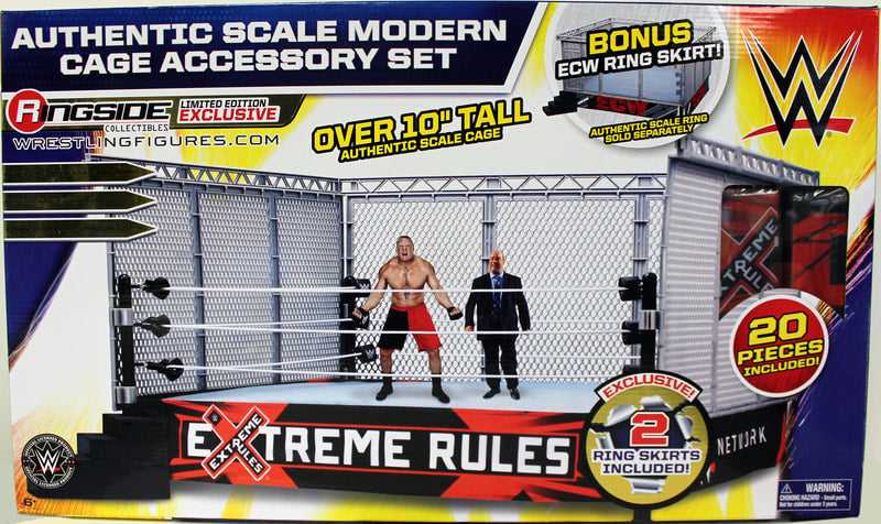 WWE Wicked Cool Toys Authentic Scale Modern Cage Accessory Set [Extreme Rules Edition, With Bonus ECW Ring Skirt, Exclusive] Action & Toy Figures PWcatalog