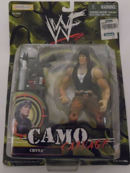 1999 WWF Jakks Pacific Camo Carnage Series 1 Chyna [With Gun Accessories]