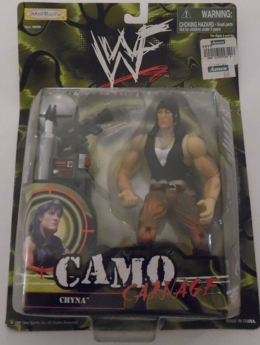 1999 WWF jakks Pacific Camo Carnage Series 1 Chyna [With Gun Accessories]