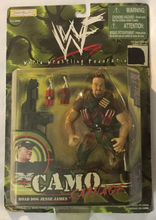 1999 WWF jakks Pacific Camo Carnage Series 1 Road Dogg Jesse James [With Gun Accessories]