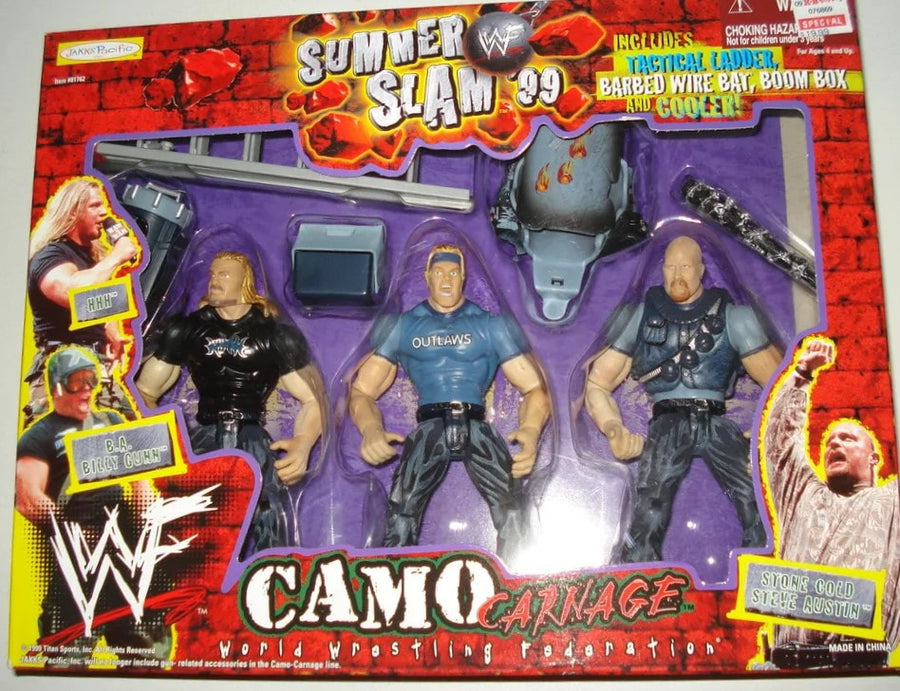 1999 WWF Jakks Pacific Camo Carnage Box Set: HHH, B.A. Billy Gunn & Stone Cold Steve Austin [Exclusive] Action & Toy Figures PWcatalog