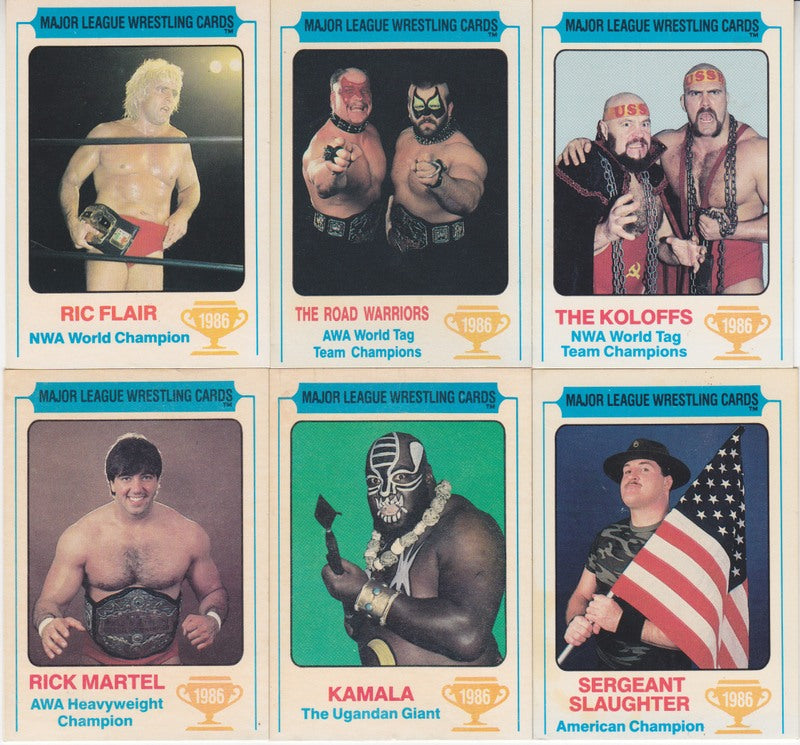 1986 Carnation Major League Wrestling Set (6) Ex approx 2017 value:$750