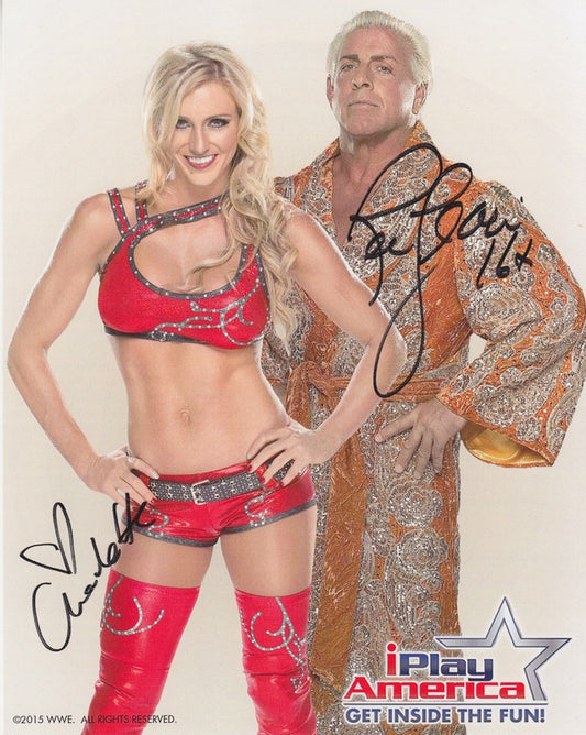 2015 Charlotte & Ric Flair (Signed) WWE Promo Photo