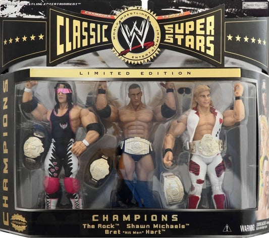 WWE Jakks Pacific Classic Superstars 3-Packs 2 Champions: The Rock, Shawn Michaels & Bret "Hit Man" Hart