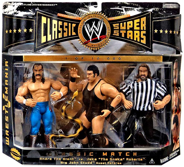 WWE Jakks Pacific Classic Superstars 3-Packs 1 WrestleMania V: Andre the Giant vs. Jake "The Snake" Roberts with Big John Studd as Guest Referee [With Double-Strap Andre the Giant]