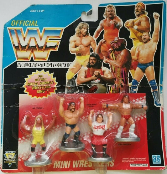 WWF Hasbro Mini Wrestlers Mr. Perfect, Hacksaw Jim Duggan, Rowdy Roddy Piper & Texas Tornado