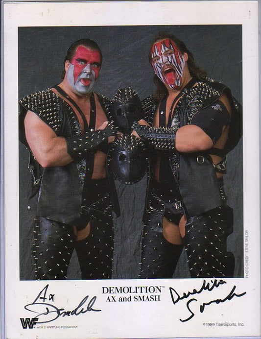 WWF-Promo-Photos1989-Demolition-Ax-and-Smash-signed-by-both-color-