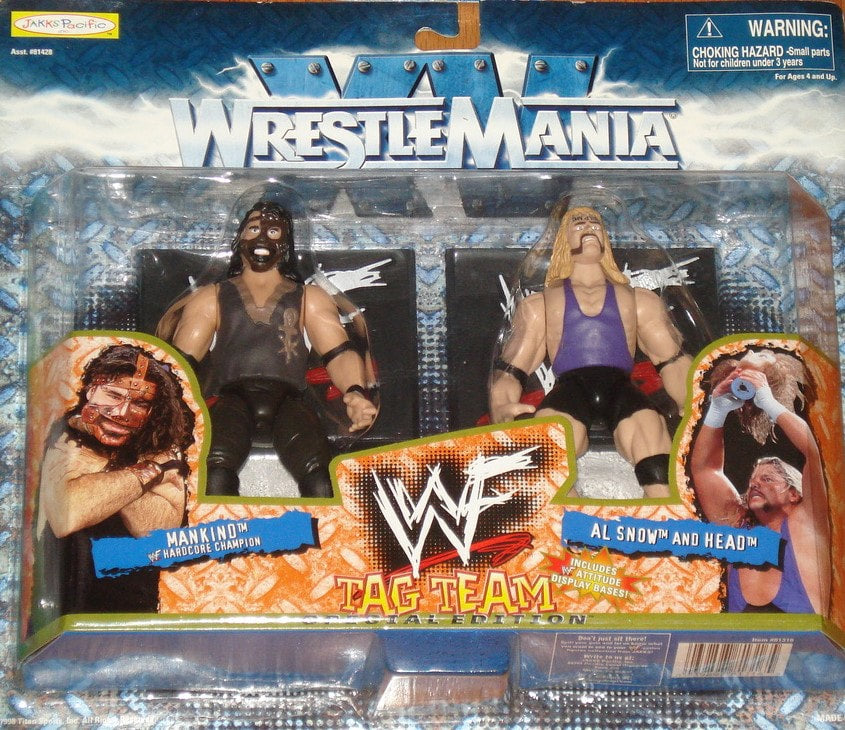 2001 WWF Jakks Pacific WrestleMania XV Tag Team: Mankind & Al Snow with Head