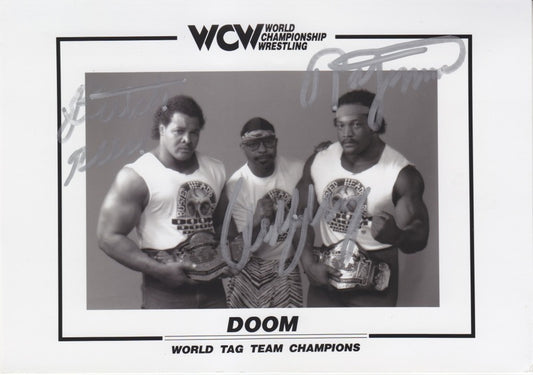 WCW TAG TEAM CHAMPIONS Doom With Teddy Long (signed) 5x7 