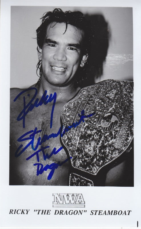 NWA CHAMPION Ricky Steamboat Vintage Promo 5"x8" (Signed)