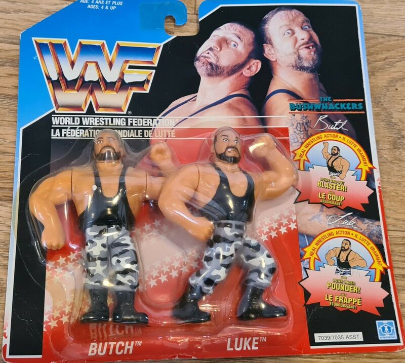 WWF Hasbro 2 Bushwhackers: Butch with Down and Out Blaster! & Luke with Down Under Pounder!