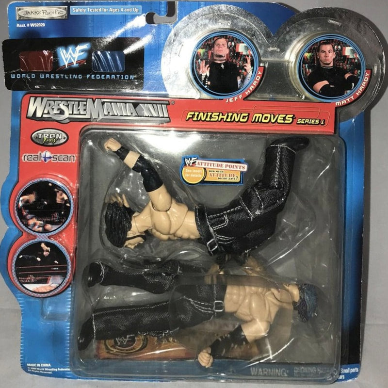 2000 WWF Jakks Pacific Finishing Moves Series 1 Matt Hardy & Jeff Hardy [In Clear Clamshell]