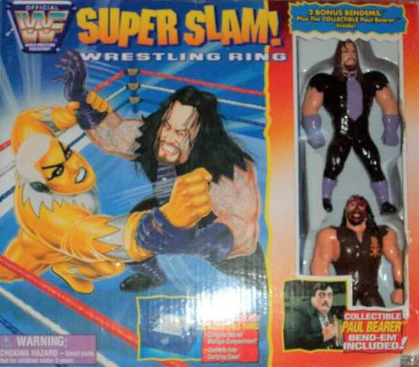 WWF Just Toys Bend-Ems Super Slam! Wrestling Ring [With Paul Bearer, Undertaker & Mankind]